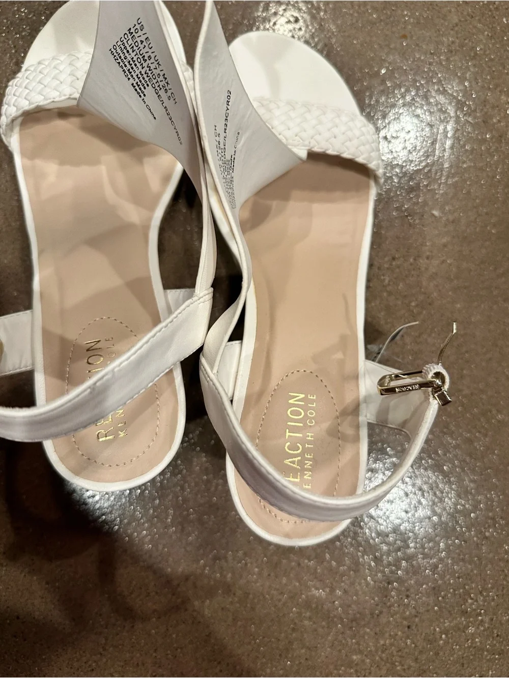 Kenneth Cole Reaction White Wedge Sandals with Braided Strap - Unbranded